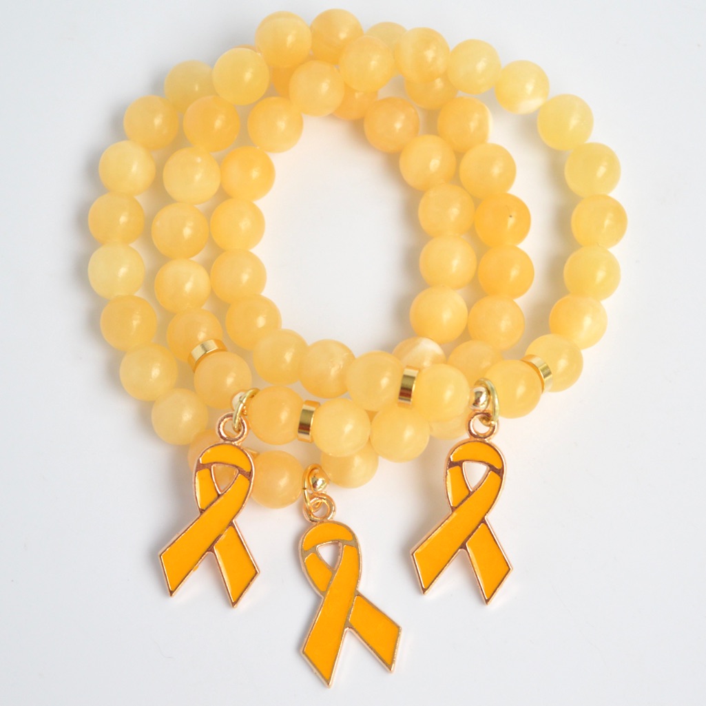 Childhood Cancer Agate Gemstone Beaded Bracelet